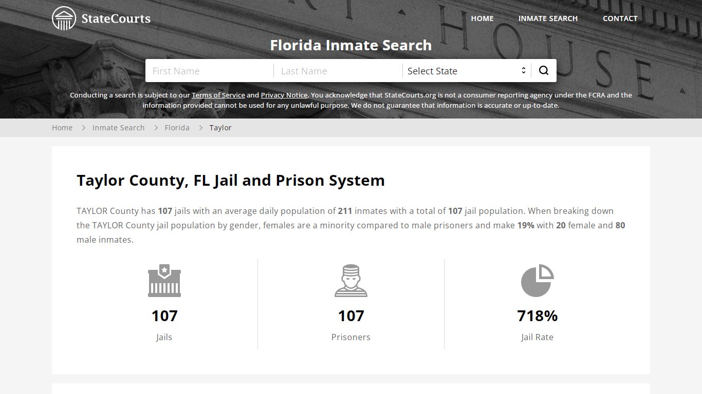 Taylor County, FL Inmate Search - StateCourts